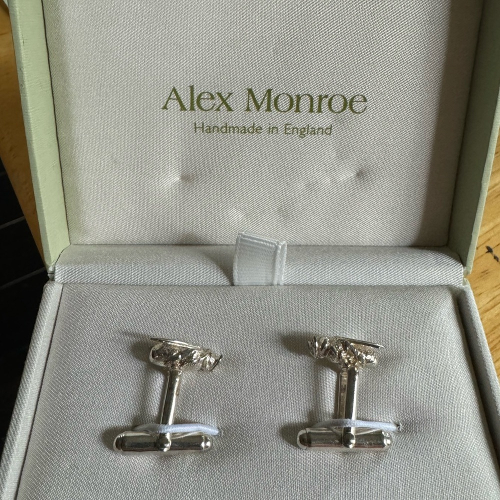Alex Monroe Silver cufflinks made in England